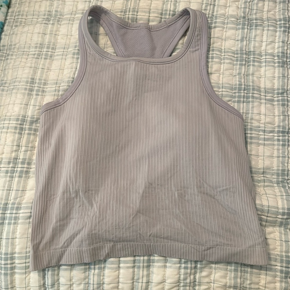 Lululemon cropped purple tank with built in bra size 10